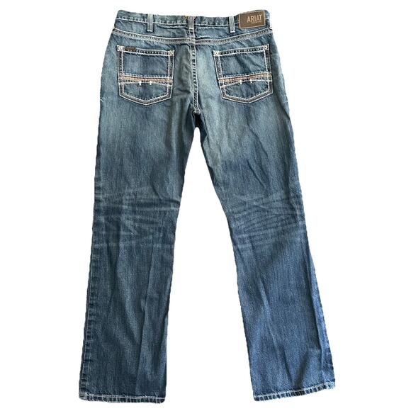 Ariat M4 Low Rise Relaxed Boot Cut Jeans Size 38X34 Blue Coltrane Durango - Picture 2 of 8